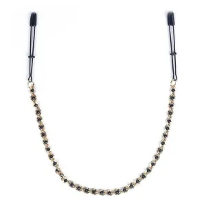 Black Tweezer Nipple Clamps w/ Beaded Chain