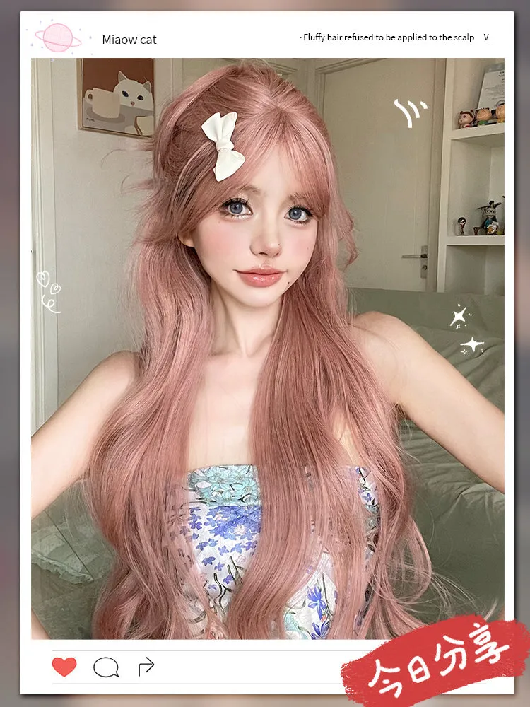 Daily natural new style long curly hair with middle parting and bangs