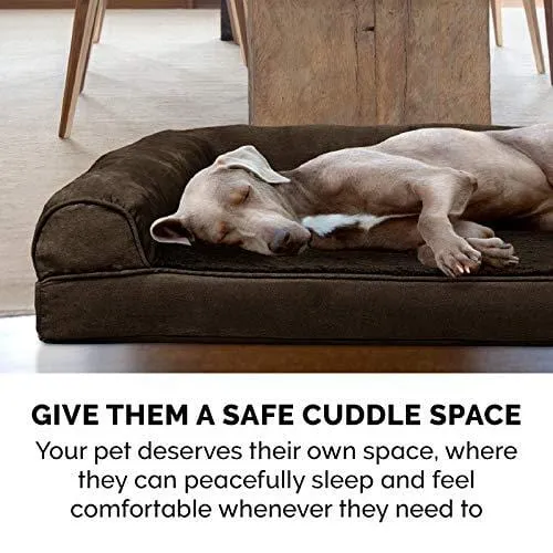 FurHaven Pet Dog Bed | Orthopedic Plush & Suede Sofa-Style Couch Pet Bed for Dogs & Cats, Espresso, Jumbo