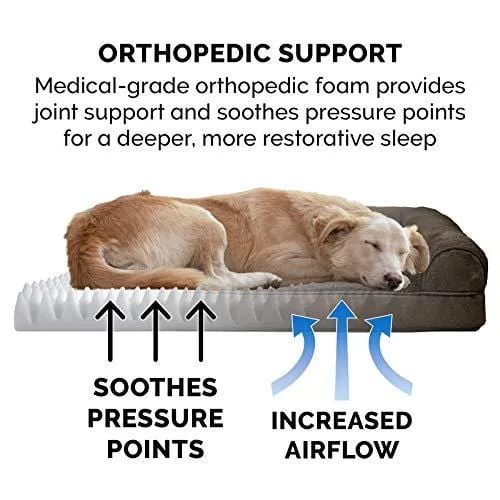 FurHaven Pet Dog Bed | Orthopedic Plush & Suede Sofa-Style Couch Pet Bed for Dogs & Cats, Espresso, Jumbo
