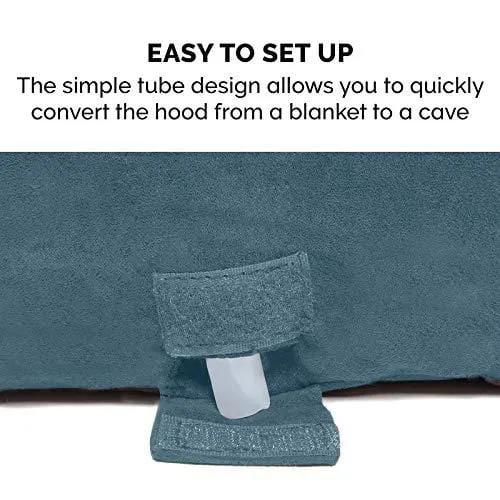 FurHaven Pet Dog Bed | Orthopedic Round Faux Sheepskin Snuggery Burrow Pet Bed for Dogs & Cats, Blue, 26-Inch