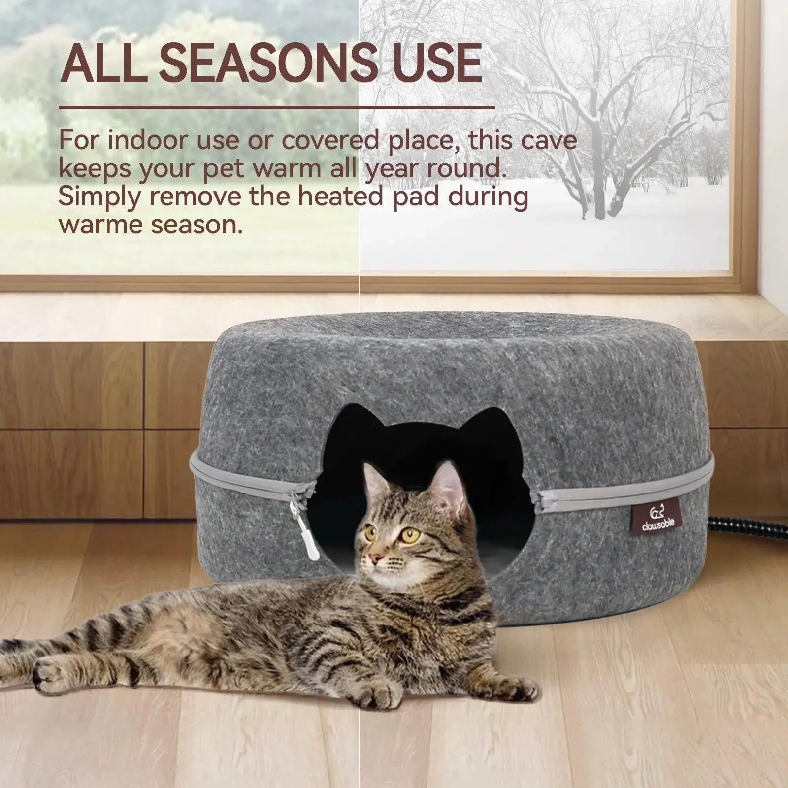 Hamburger Dual-Use Felt Heated Cat Cave