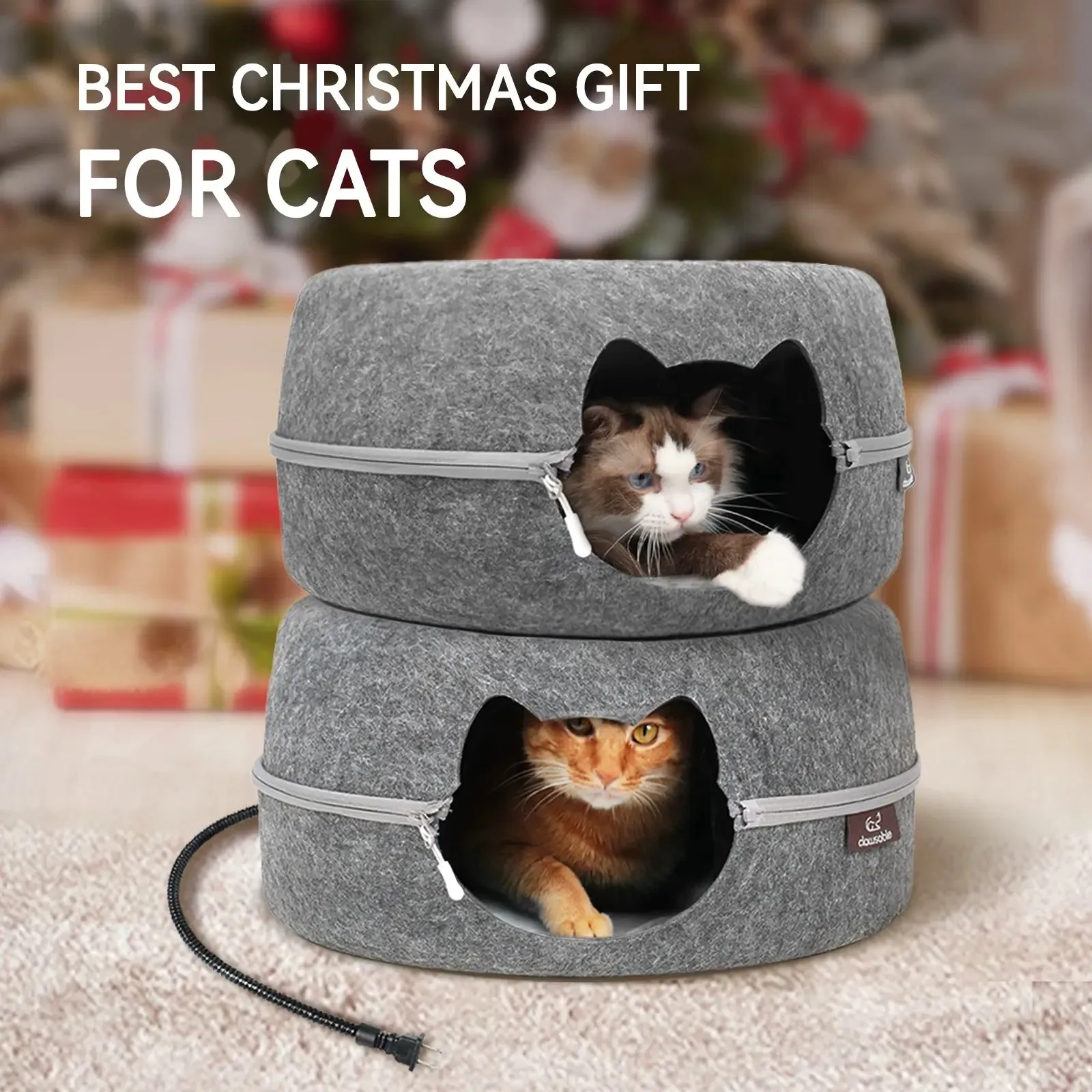 Hamburger Dual-Use Felt Heated Cat Cave