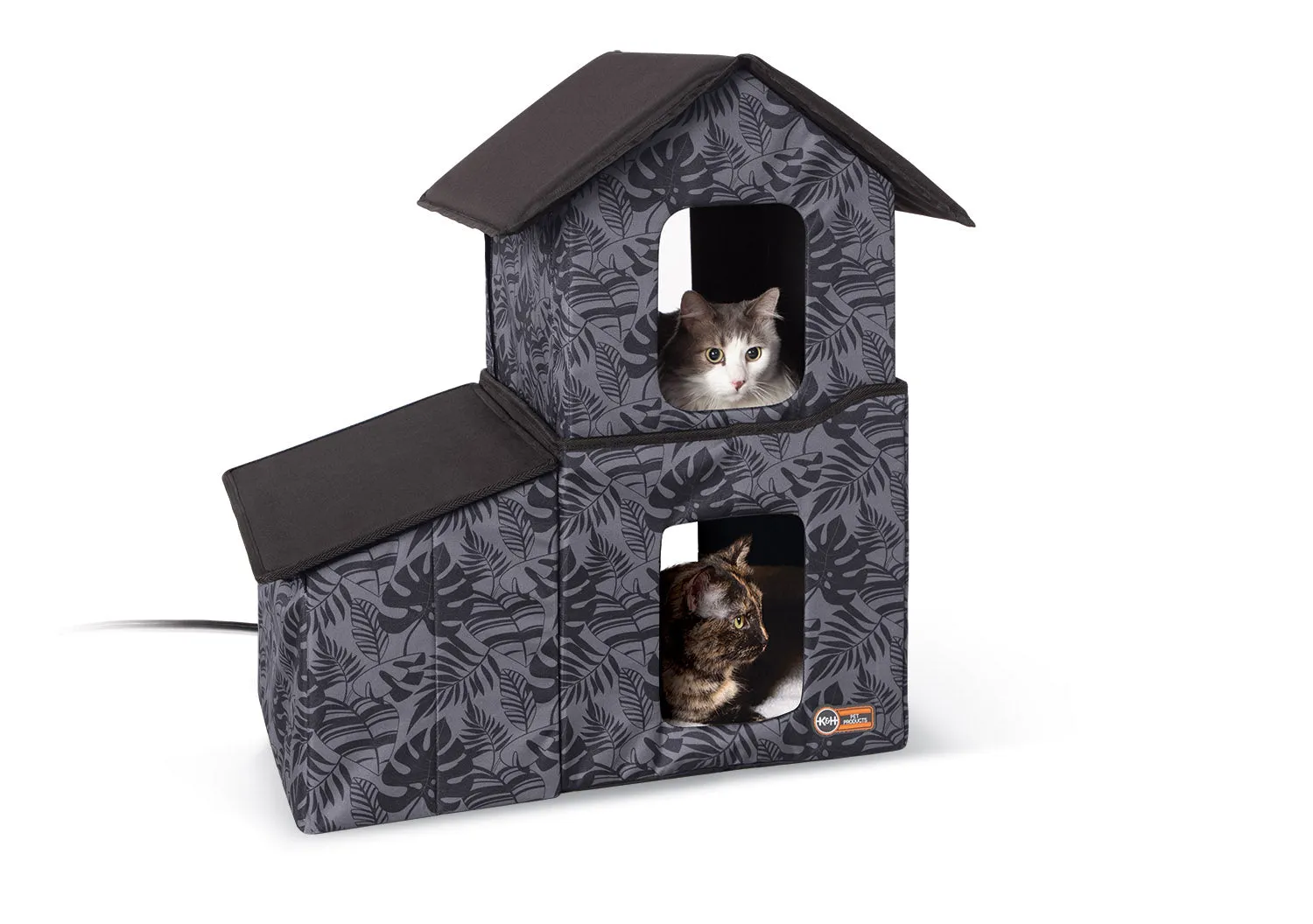 K&H Outdoor Two-Story Kitty House with Dining Room - Heated & Unheated