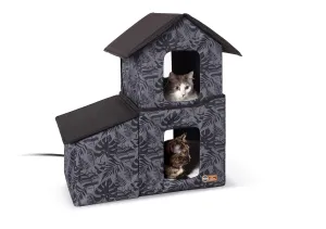 K&H Outdoor Two-Story Kitty House with Dining Room - Heated & Unheated