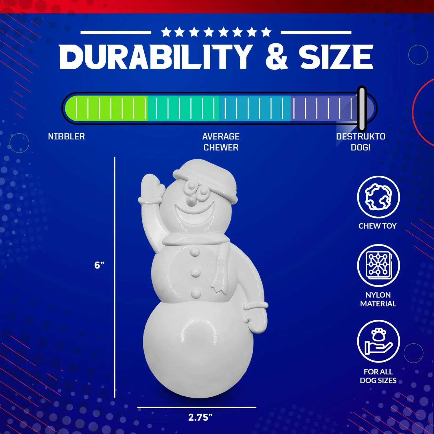 MKB Snowman Ultra Durable Nylon Chew Toy