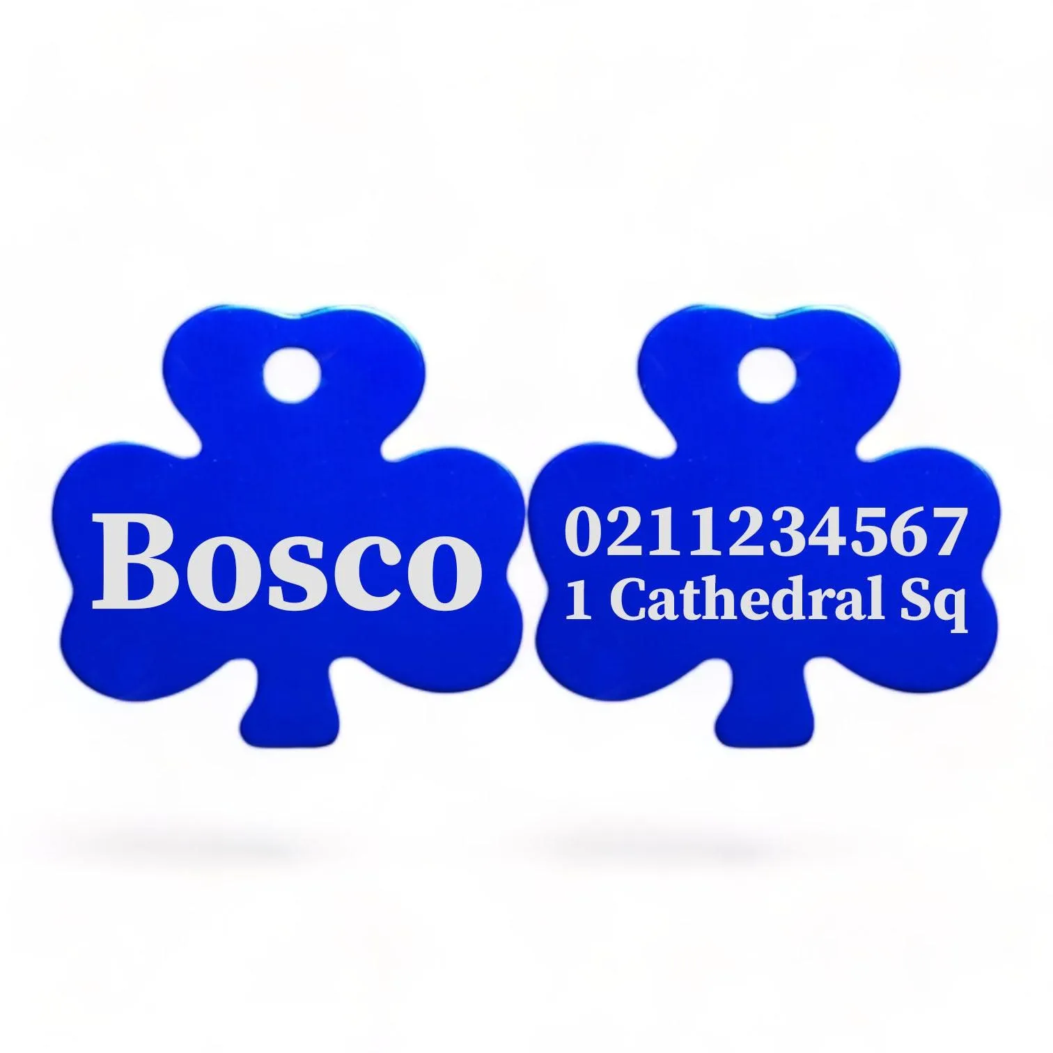 Name Front & 1 Number & Address Back | Shamrock Aluminum | Cat, Kitten & Dog ID Pet Tag