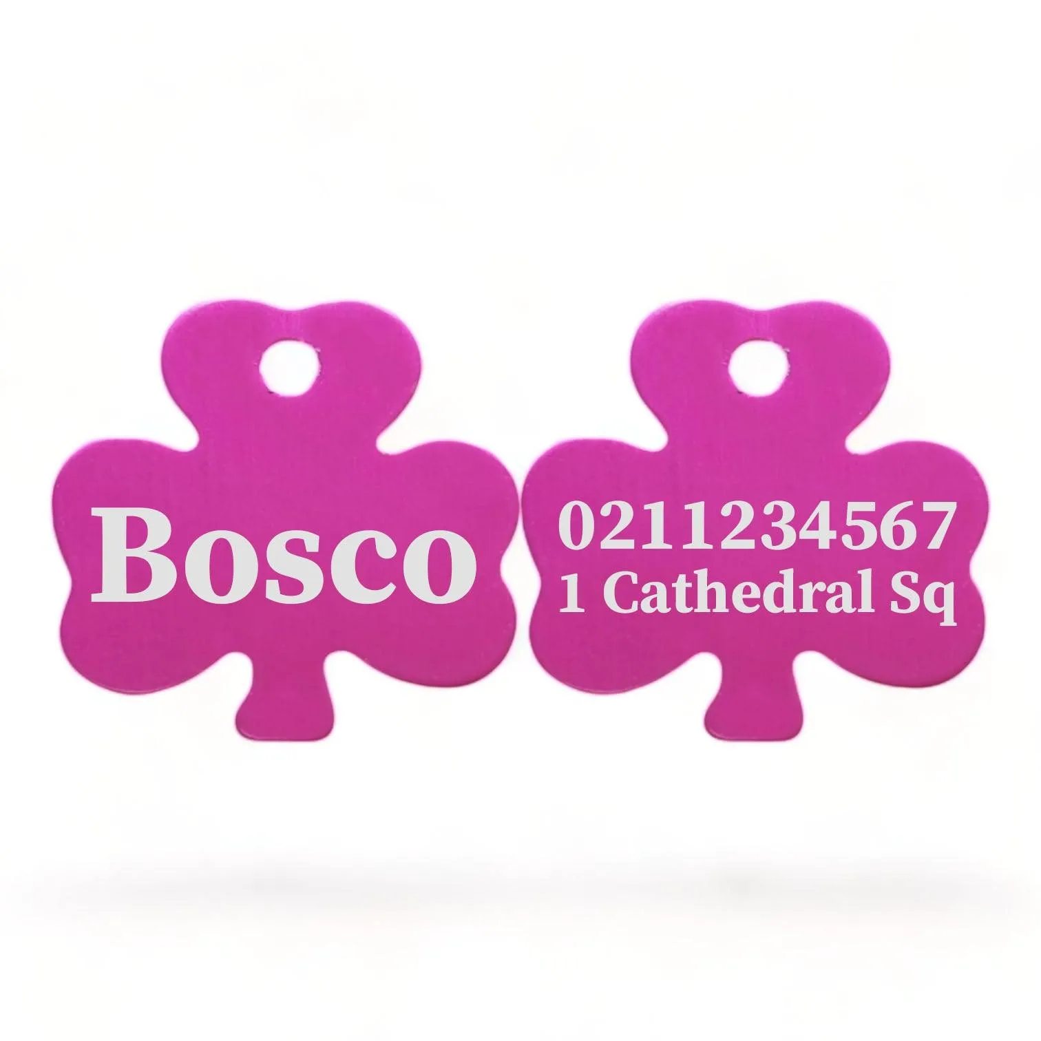 Name Front & 1 Number & Address Back | Shamrock Aluminum | Cat, Kitten & Dog ID Pet Tag