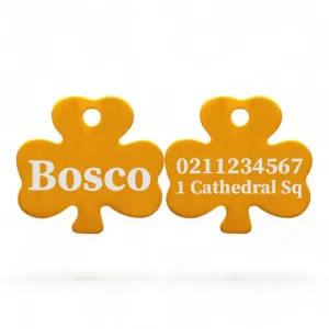 Name Front & 1 Number & Address Back | Shamrock Aluminum | Cat, Kitten & Dog ID Pet Tag