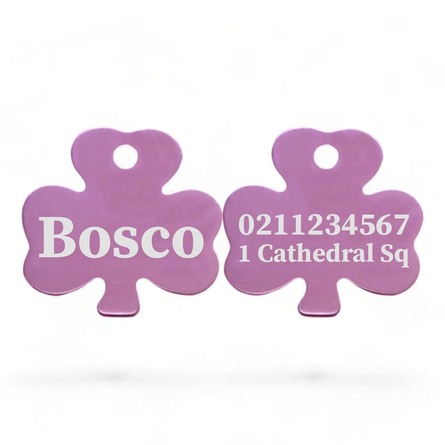 Name Front & 1 Number & Address Back | Shamrock Aluminum | Cat, Kitten & Dog ID Pet Tag