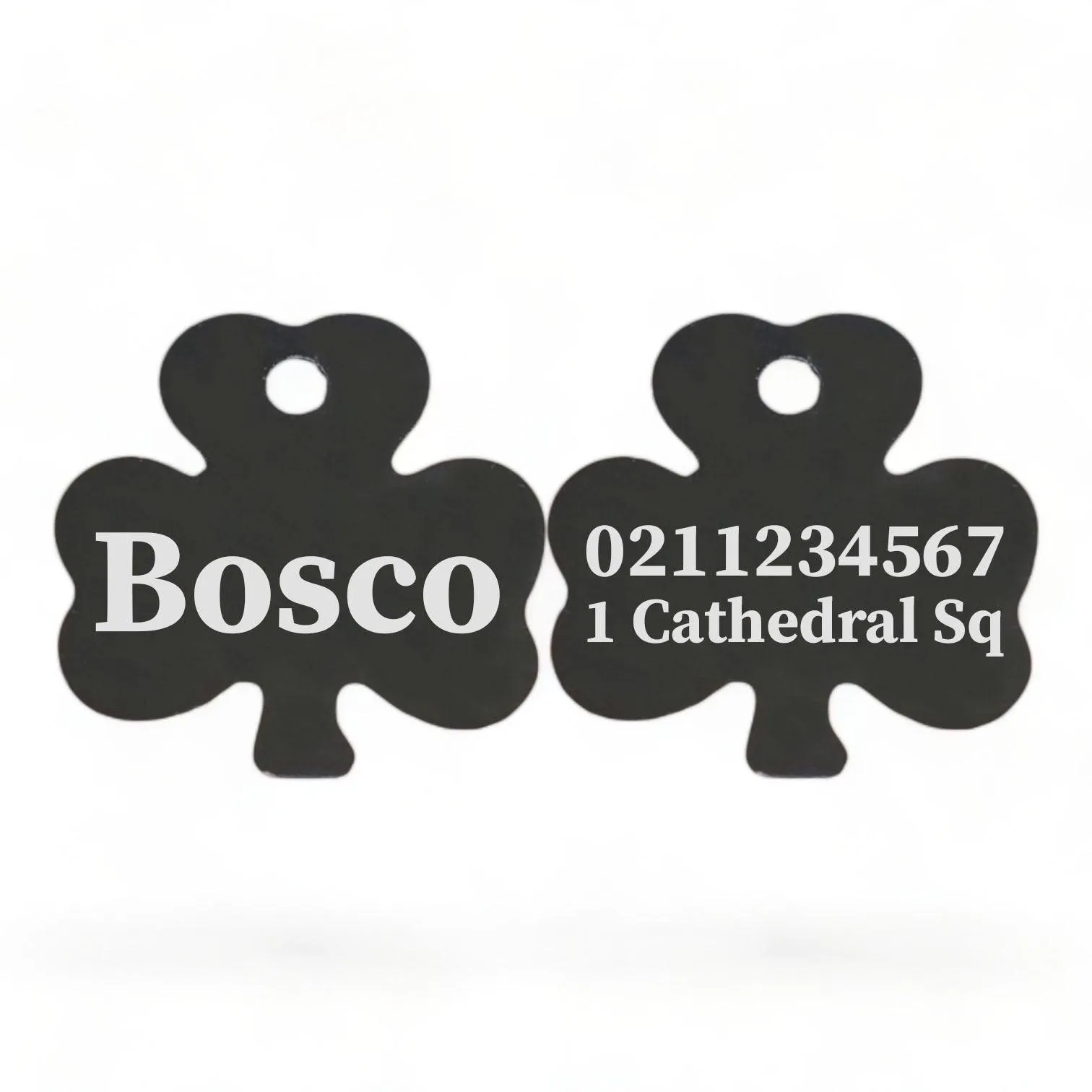 Name Front & 1 Number & Address Back | Shamrock Aluminum | Cat, Kitten & Dog ID Pet Tag