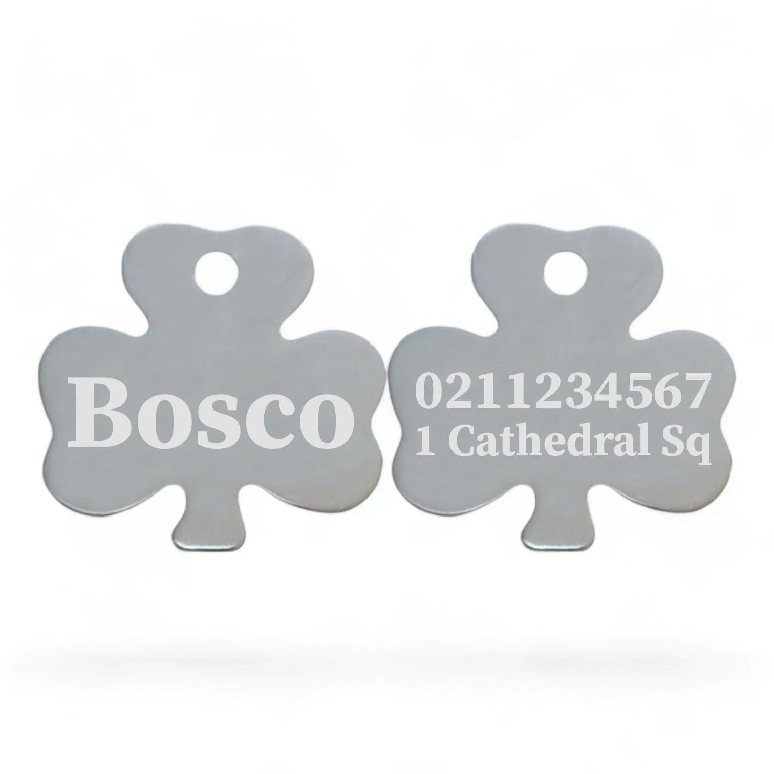 Name Front & 1 Number & Address Back | Shamrock Aluminum | Cat, Kitten & Dog ID Pet Tag