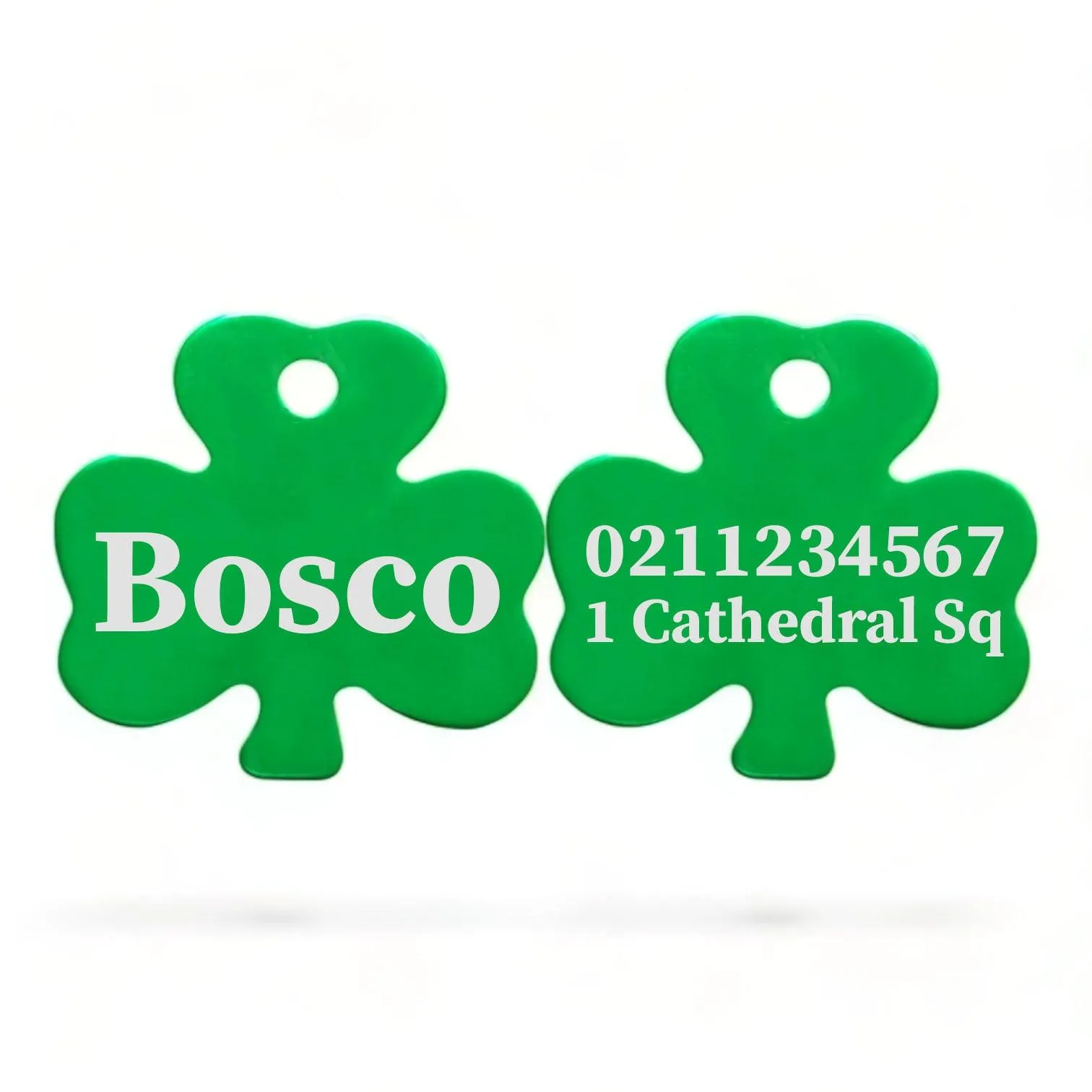 Name Front & 1 Number & Address Back | Shamrock Aluminum | Cat, Kitten & Dog ID Pet Tag