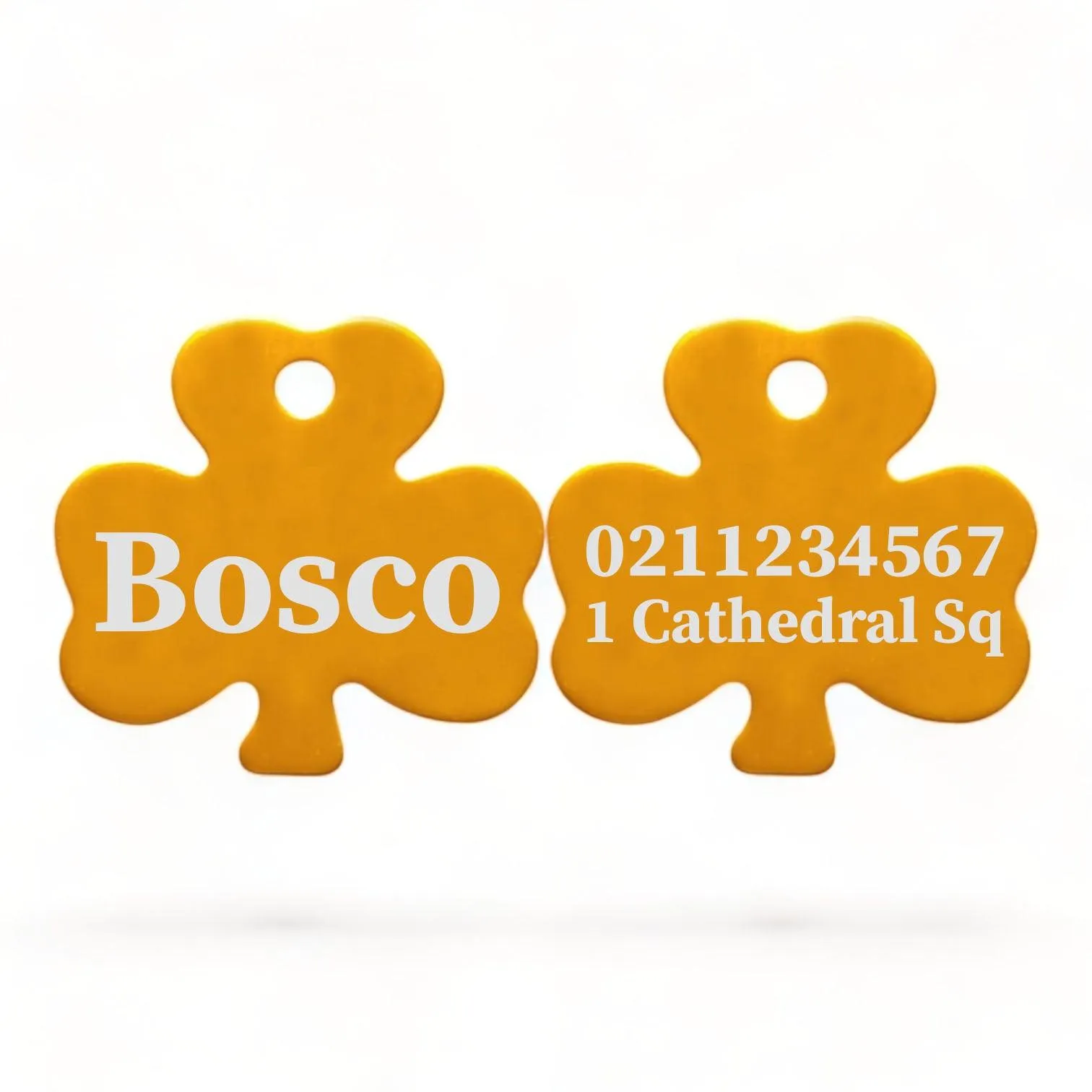Name Front & 1 Number & Address Back | Shamrock Aluminum | Cat, Kitten & Dog ID Pet Tag