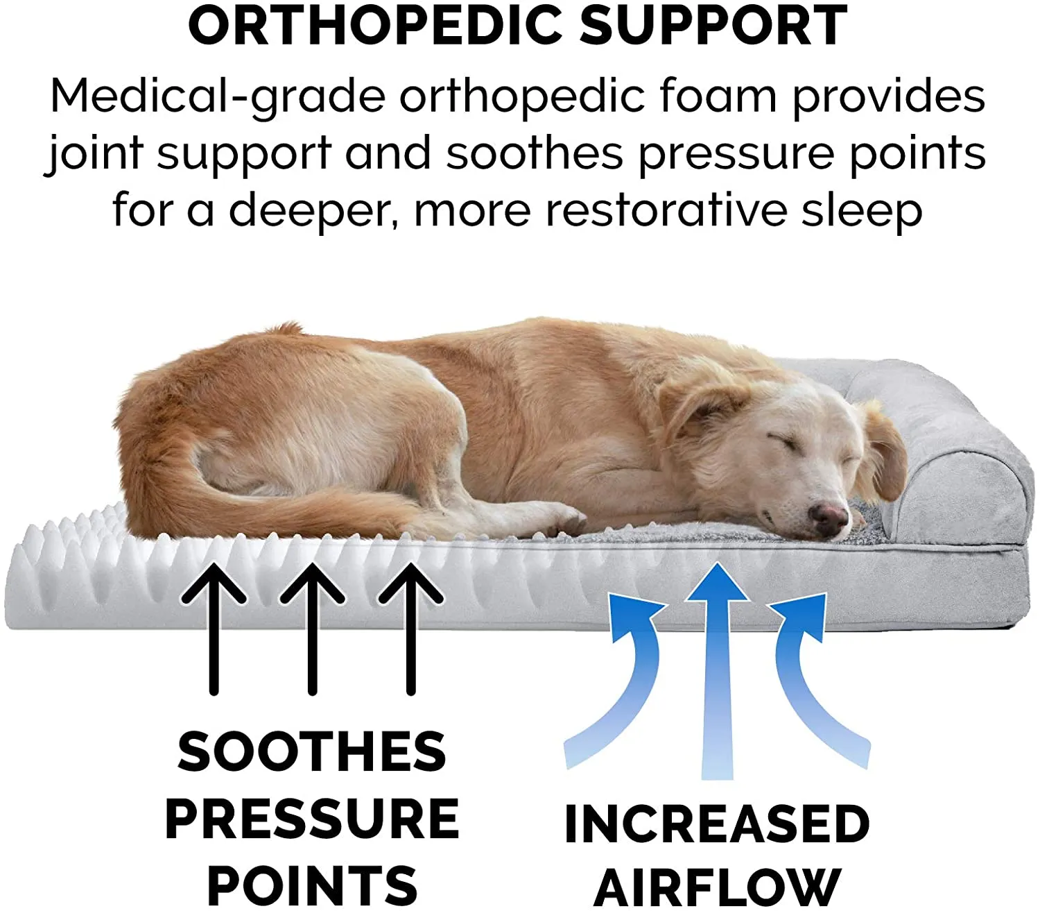 New Furhaven Pet Dog Bed | Orthopedic Ultra Plush Sofa-Style Couch Pet Bed for Dogs & Cats, Large, Plush Grey! For breeds up to 55 Lbs