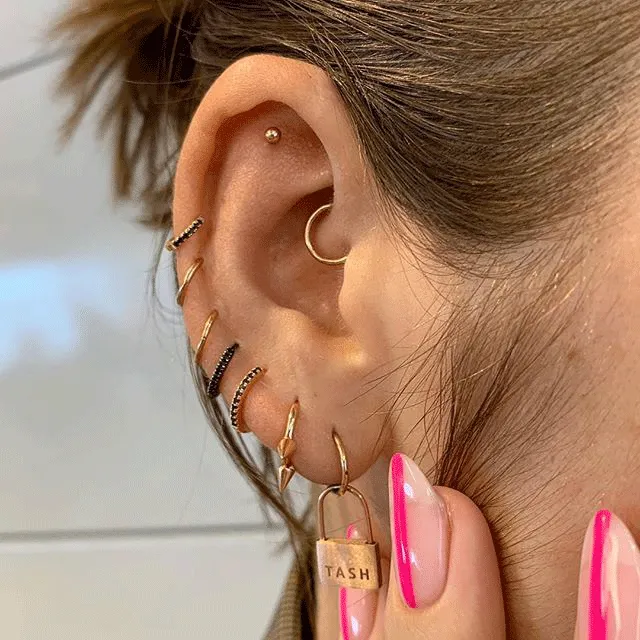 Padlock Clicker Earring by Maria Tash in 14k Yellow Gold