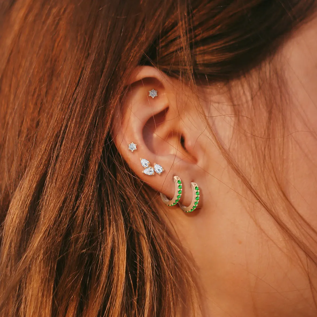 Paola Clicker Hoops, Green Tourmaline