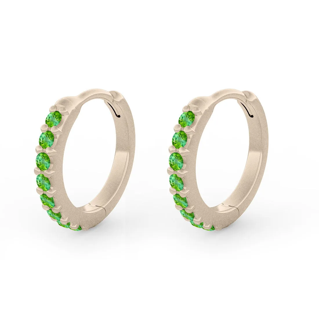 Paola Clicker Hoops, Green Tourmaline