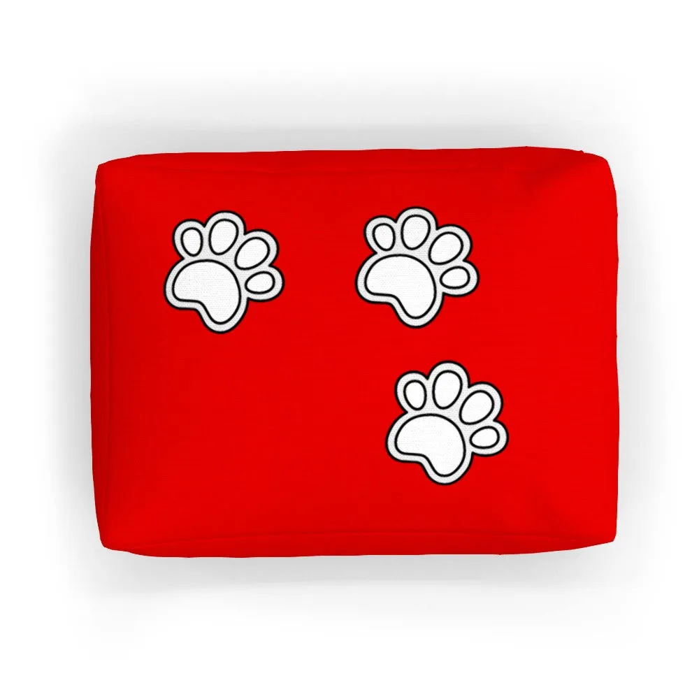 Pet Bed - Paws on Red