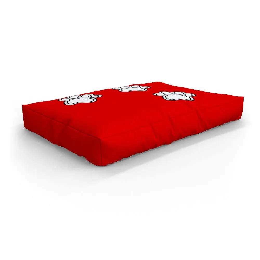 Pet Bed - Paws on Red