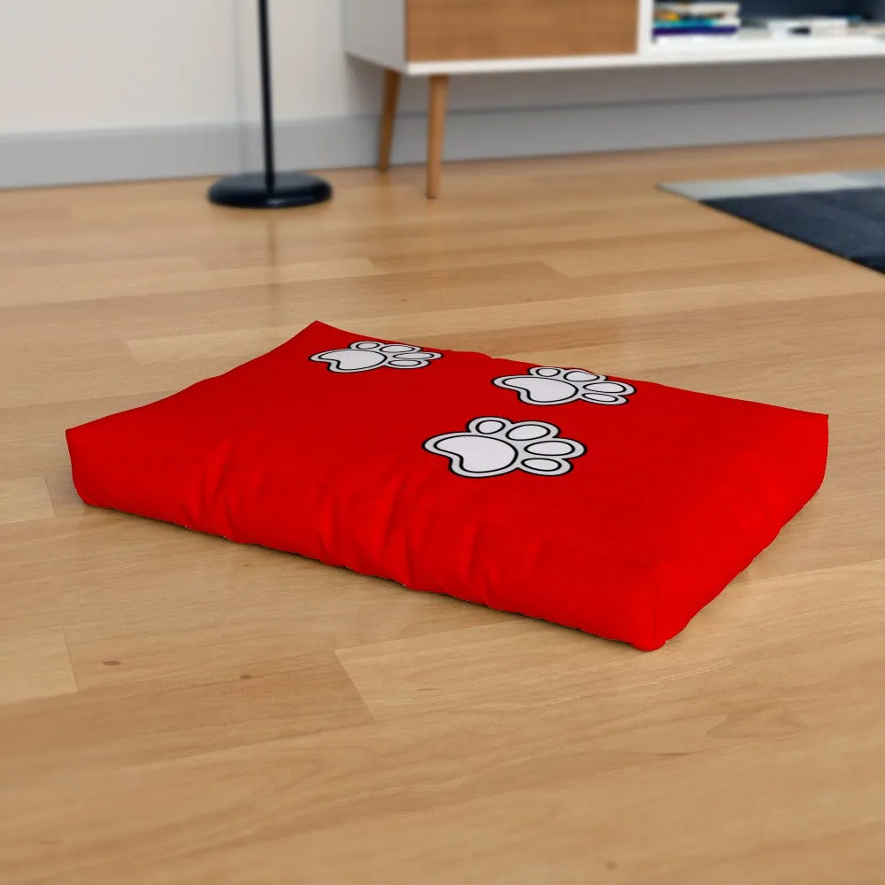 Pet Bed - Paws on Red