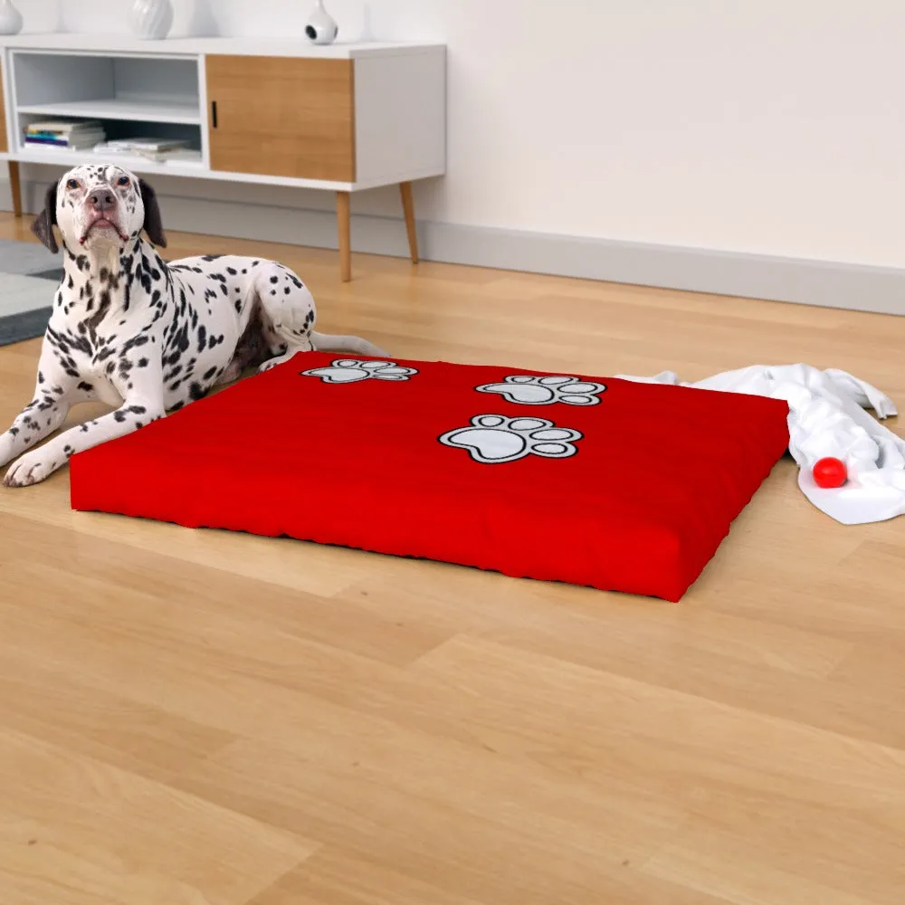 Pet Bed - Paws on Red
