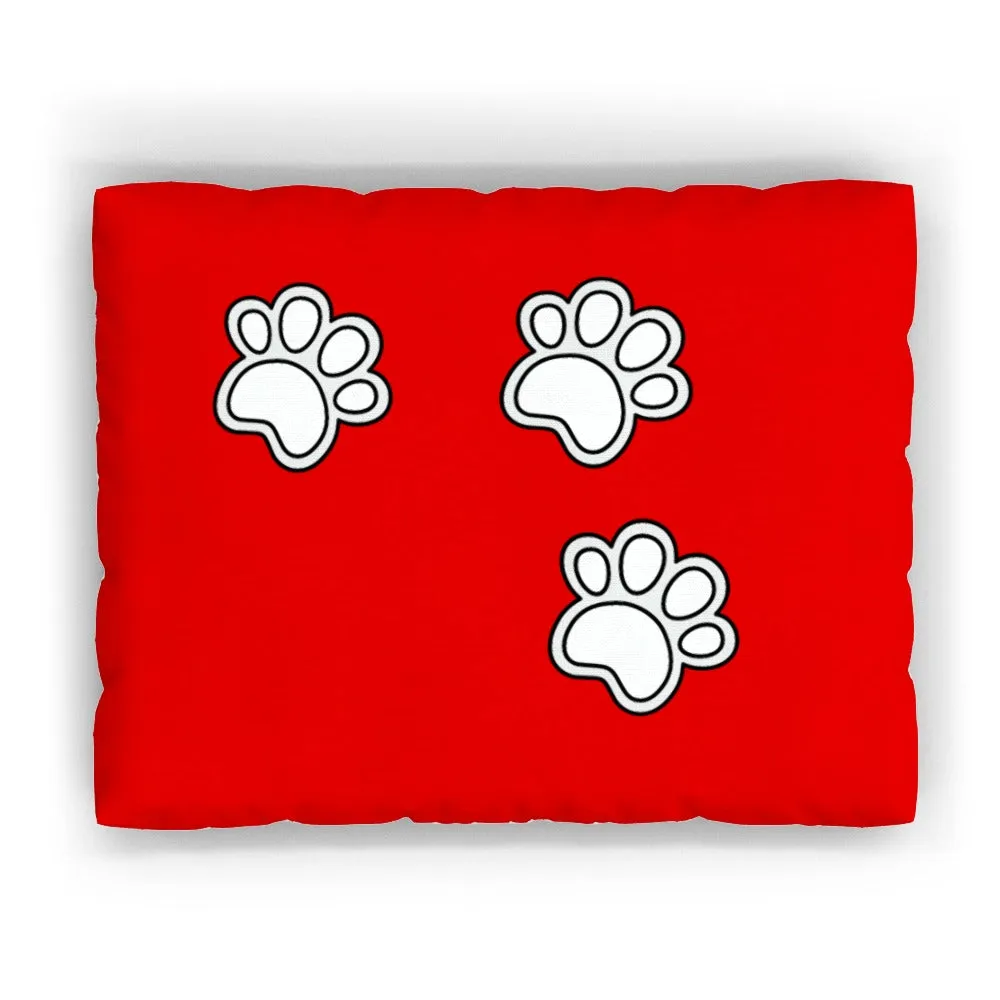 Pet Bed - Paws on Red
