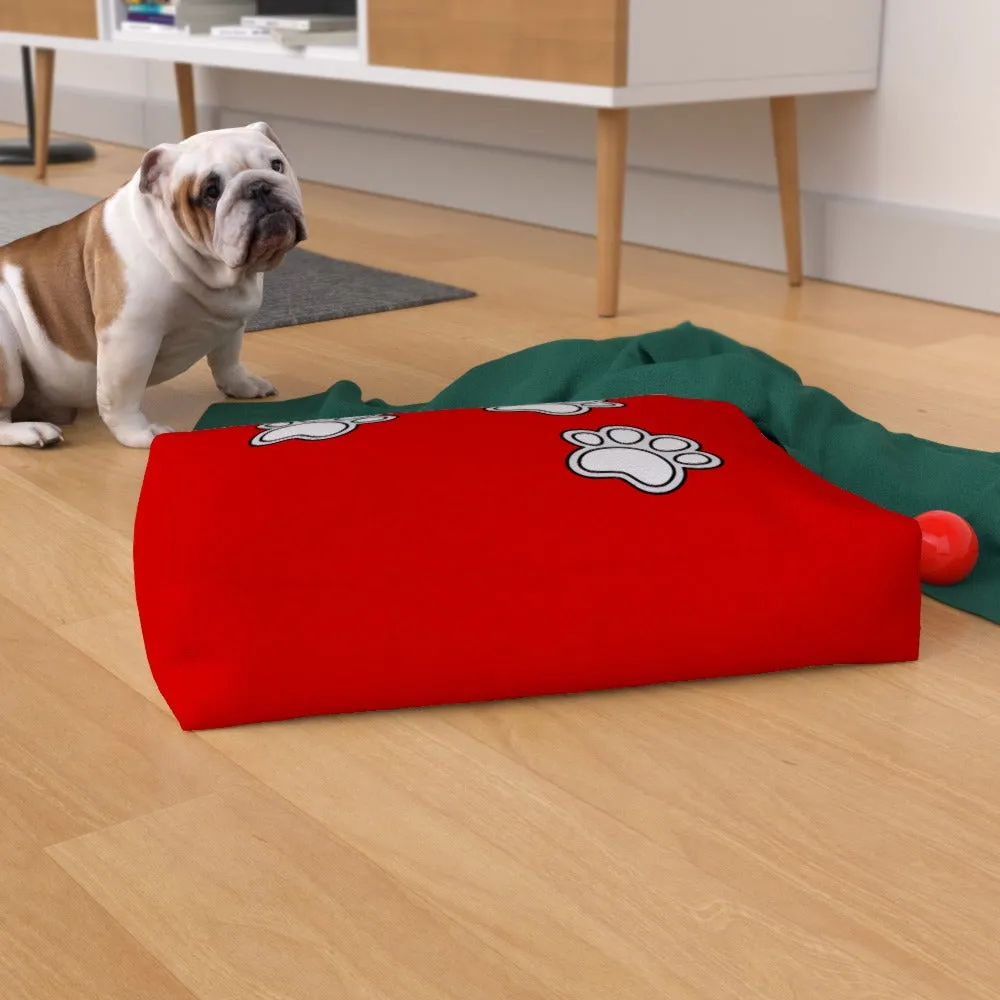 Pet Bed - Paws on Red