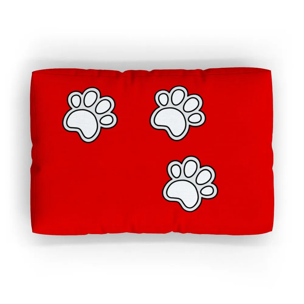 Pet Bed - Paws on Red