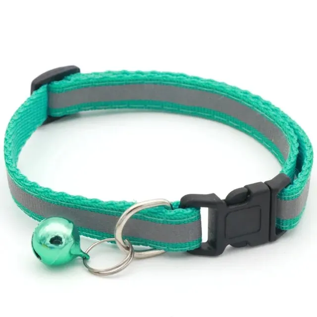 Pet Collar with Bell and Colorful Footprint Design