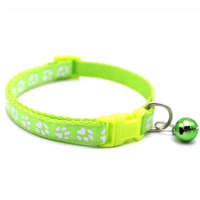 Pet Collar with Bell and Colorful Footprint Design