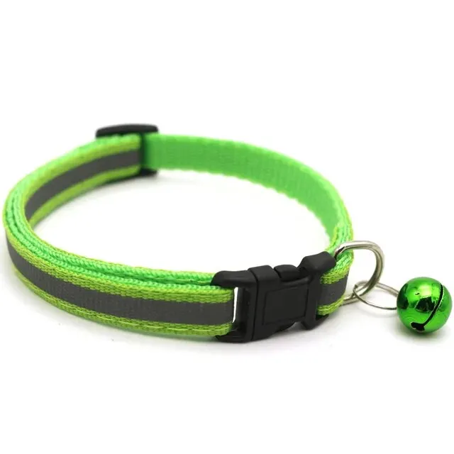 Pet Collar with Bell and Colorful Footprint Design