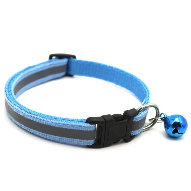 Pet Collar with Bell and Colorful Footprint Design