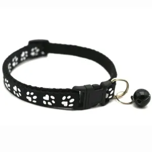 Pet Collar with Bell and Colorful Footprint Design