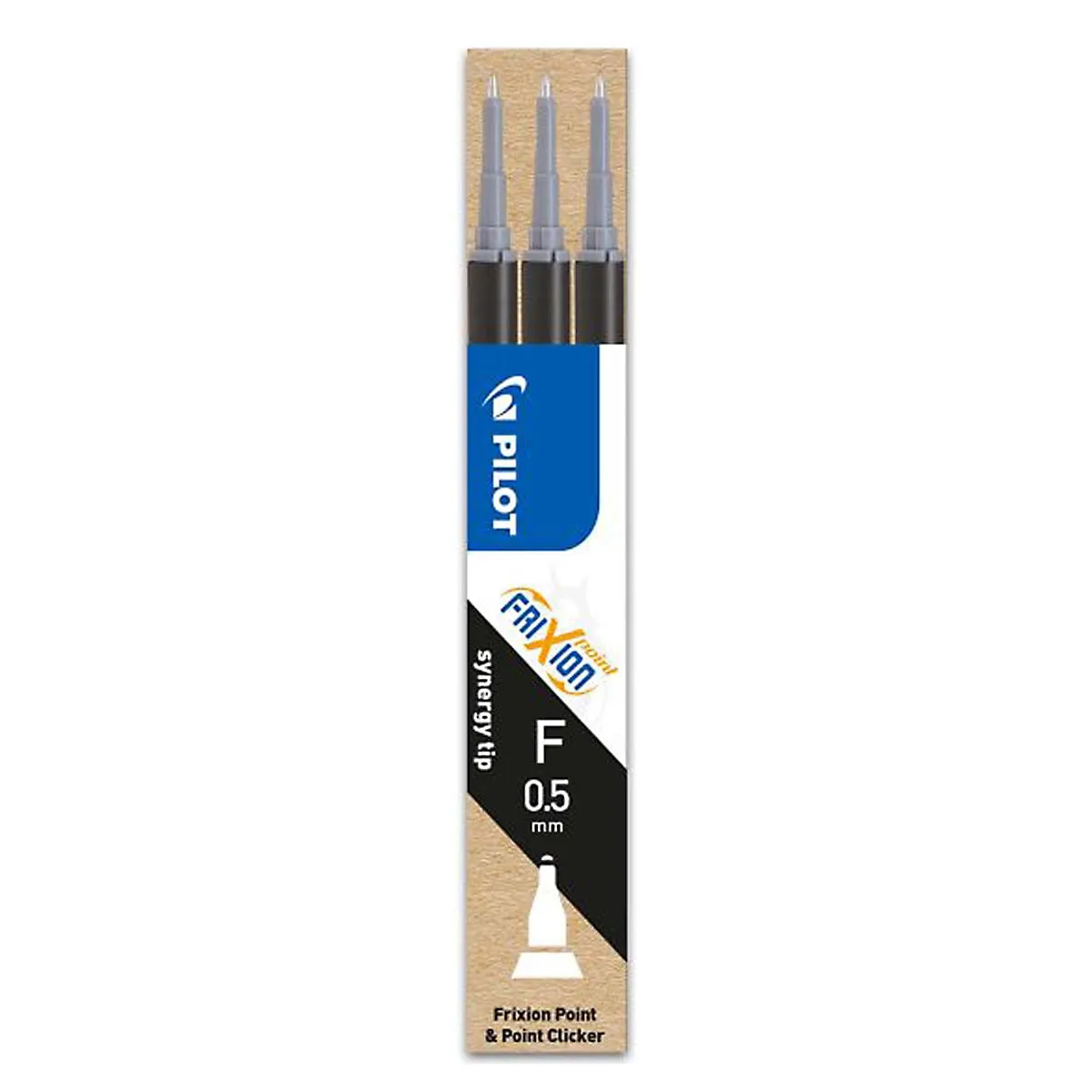 Pilot FriXion Point & Point Clicker F 0.5mm Synergy Tip Black Refills (3 Pack)