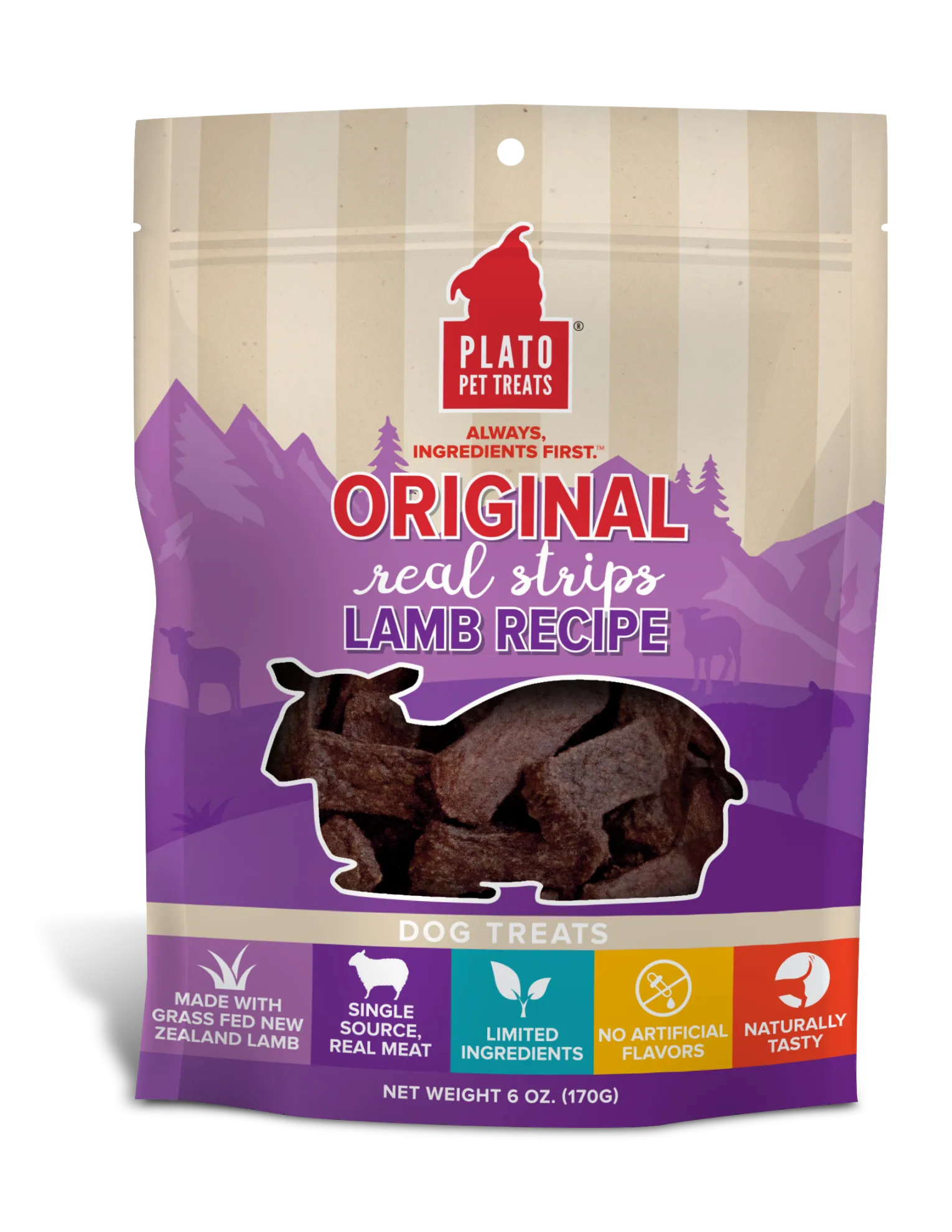 Plato Real Strips Lamb Meat Bar, Dog Treat