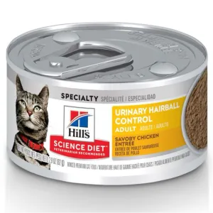 Science Diet Hill's Science Diet Adult Urinary & Hairball Canned Cat Food, Savory Chicken, 2.9oz Can, Case of 24