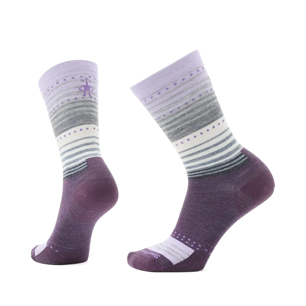 Smartwool Women's Everyday Stitch Stripe Zero Cushion Crew Socks in Ultra Violet