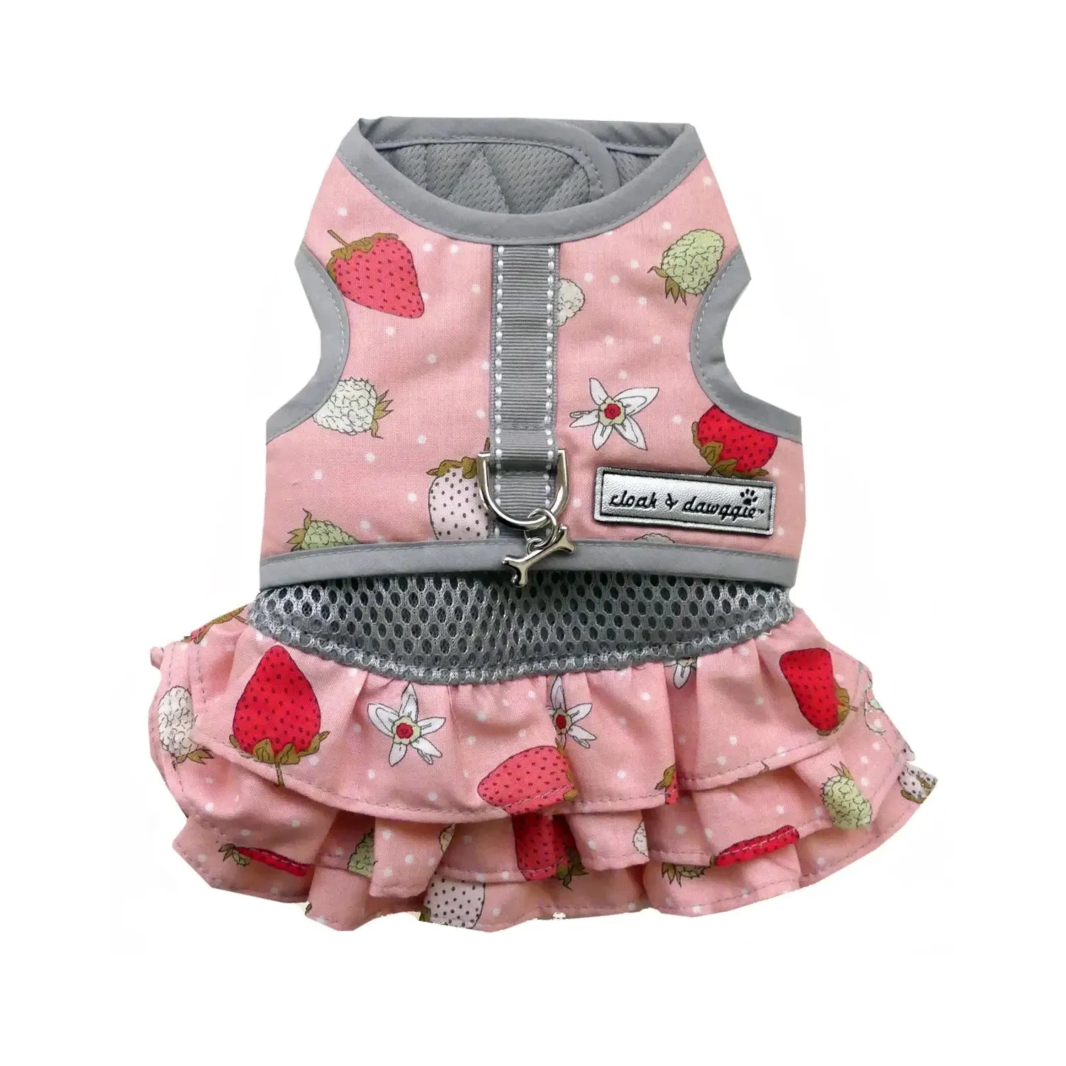 Strawberry Print Teacup Dog Harness Vest Up 2 LBS to 8 LBS