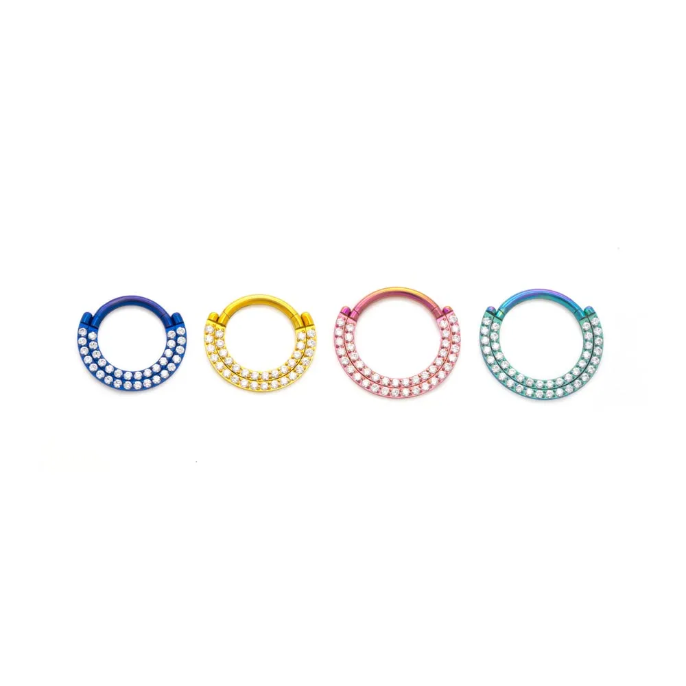Tilum 16g Two Tiered Jeweled Sector Titanium Clicker - Price Per 1
