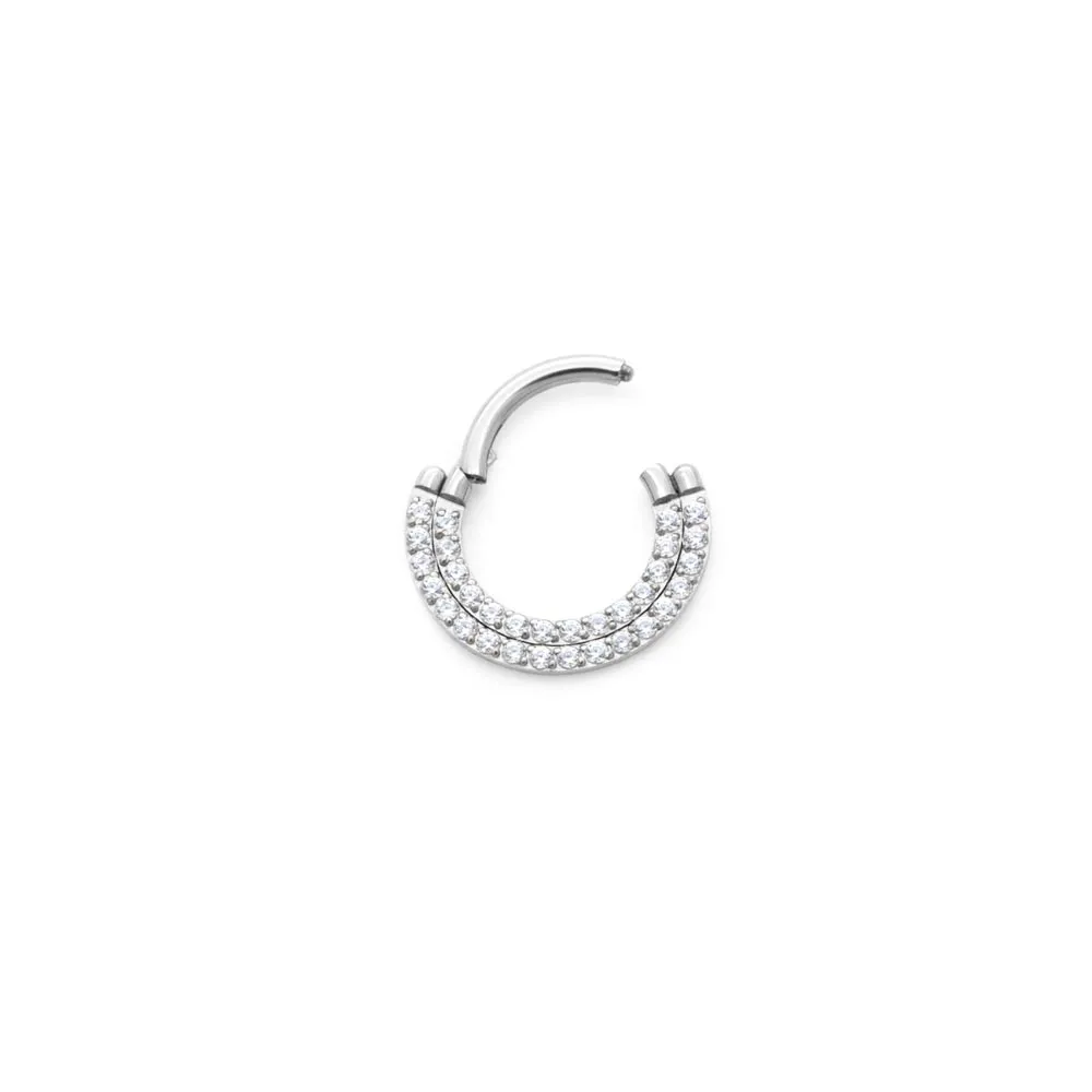 Tilum 16g Two Tiered Jeweled Sector Titanium Clicker - Price Per 1