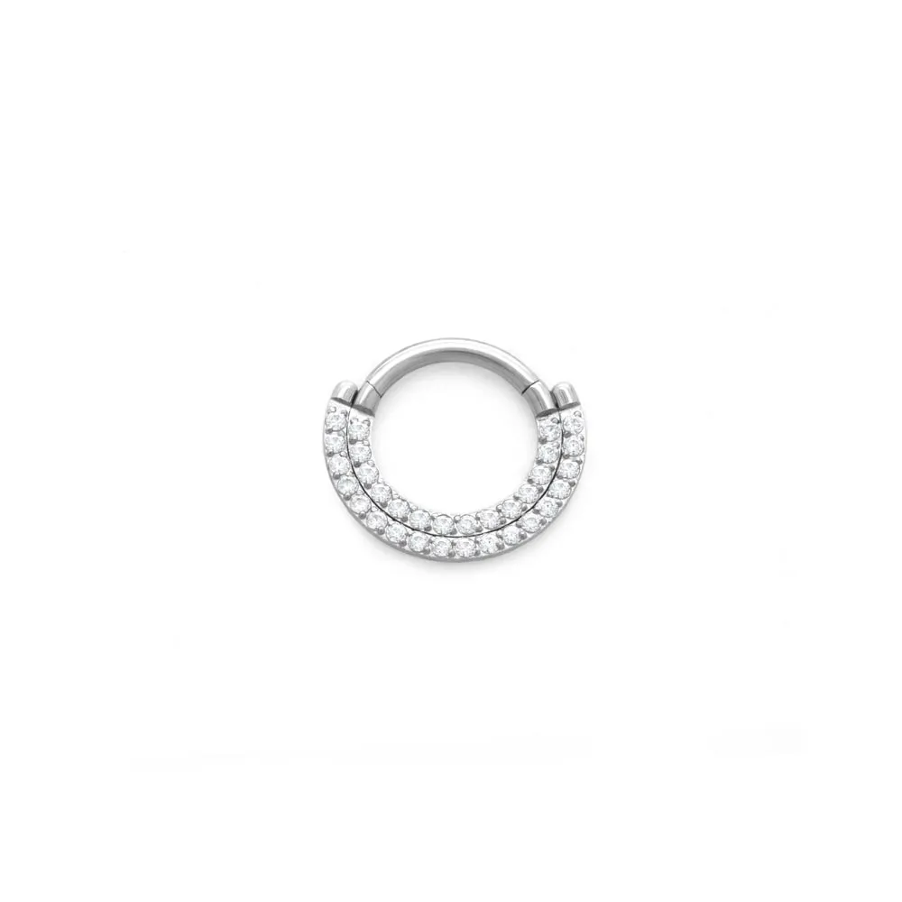 Tilum 16g Two Tiered Jeweled Sector Titanium Clicker - Price Per 1