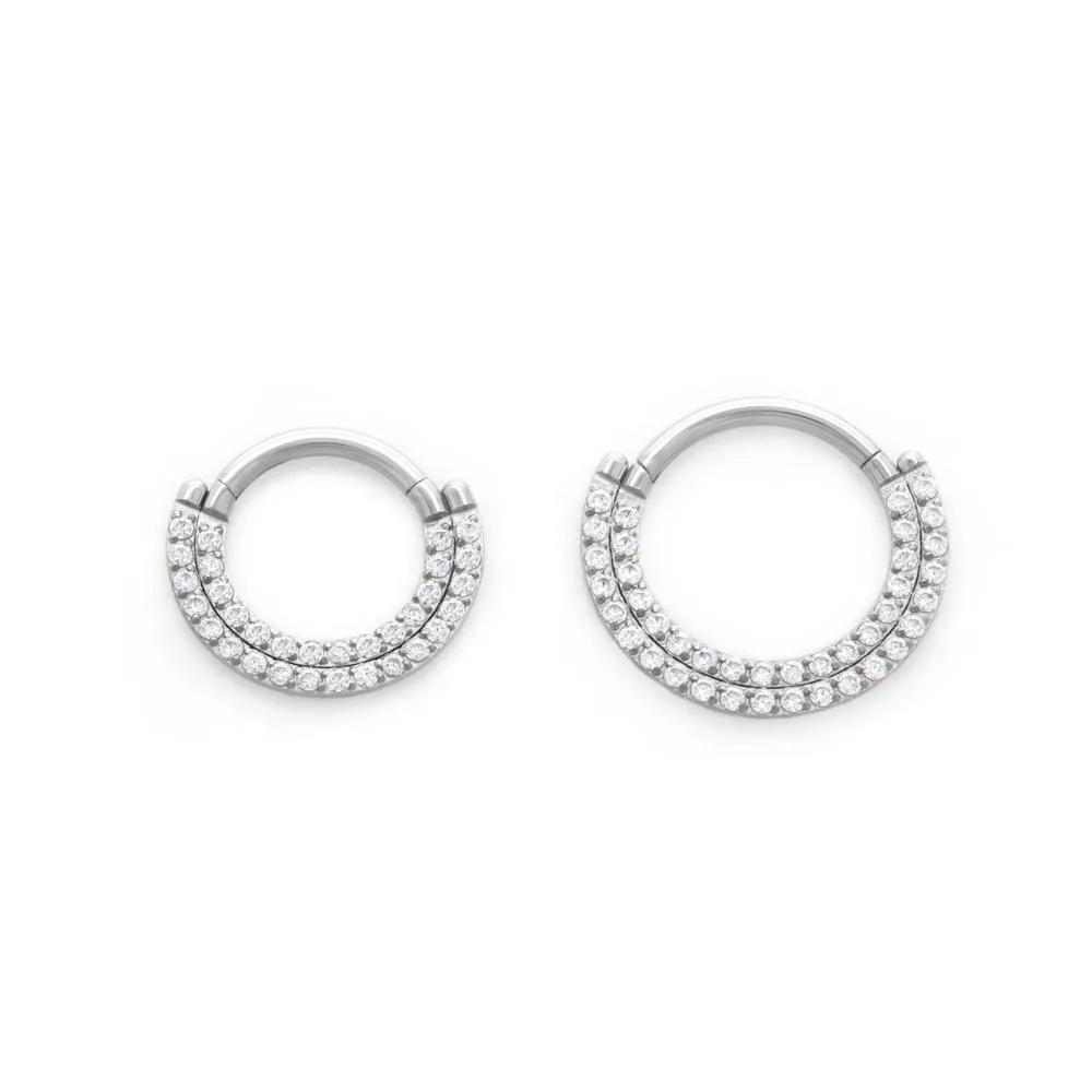 Tilum 16g Two Tiered Jeweled Sector Titanium Clicker - Price Per 1