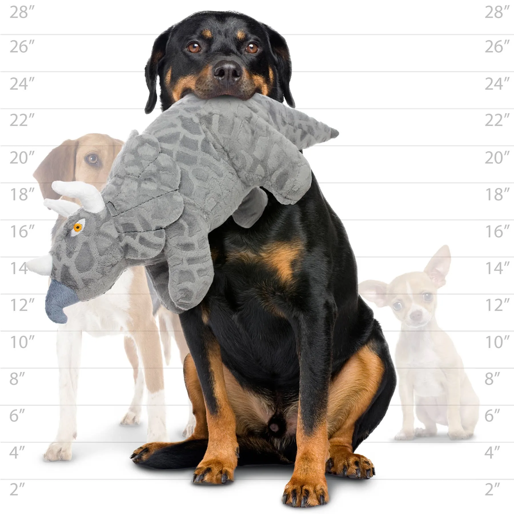Tuffy Dog Toys - VIP Products - Mighty Dinosaur Triceratops, Plush, Squeaky Dog Toy