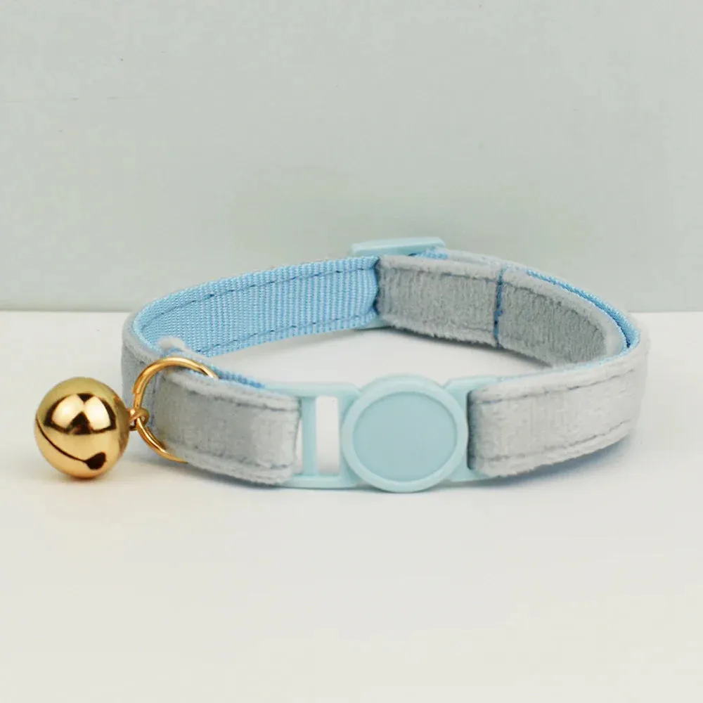 Velvet Cat Collar with Adjustable Safety and Bell