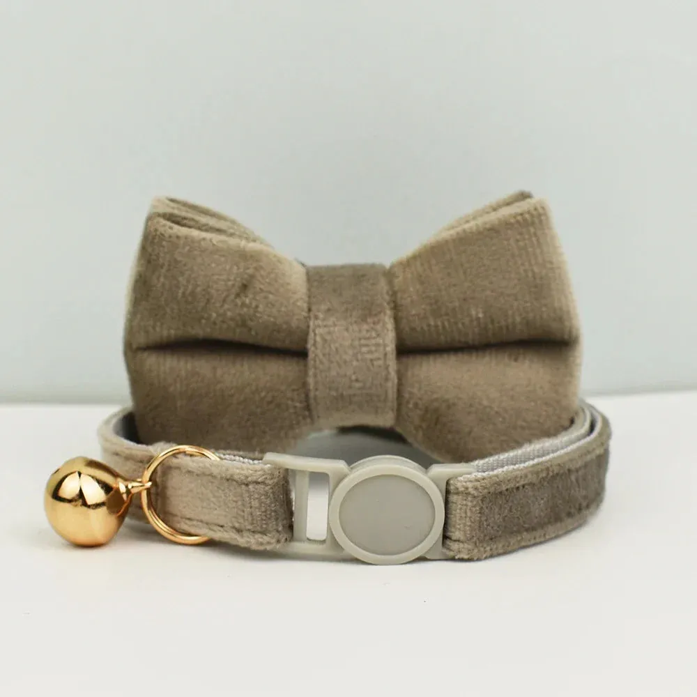 Velvet Cat Collar with Adjustable Safety and Bell