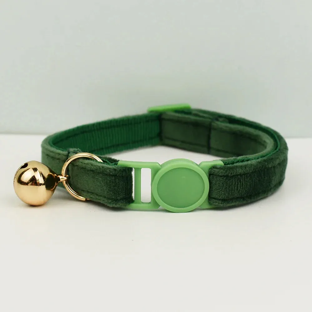 Velvet Cat Collar with Adjustable Safety and Bell