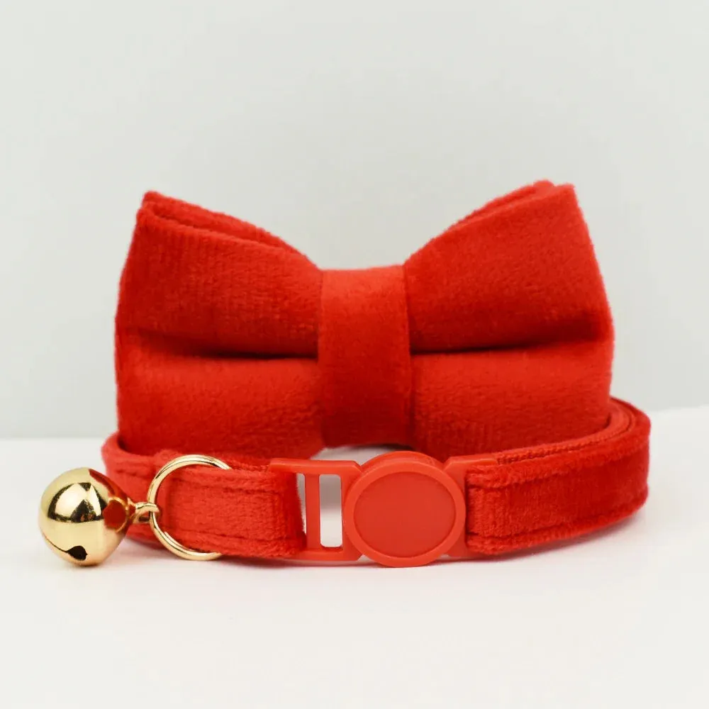 Velvet Cat Collar with Adjustable Safety and Bell