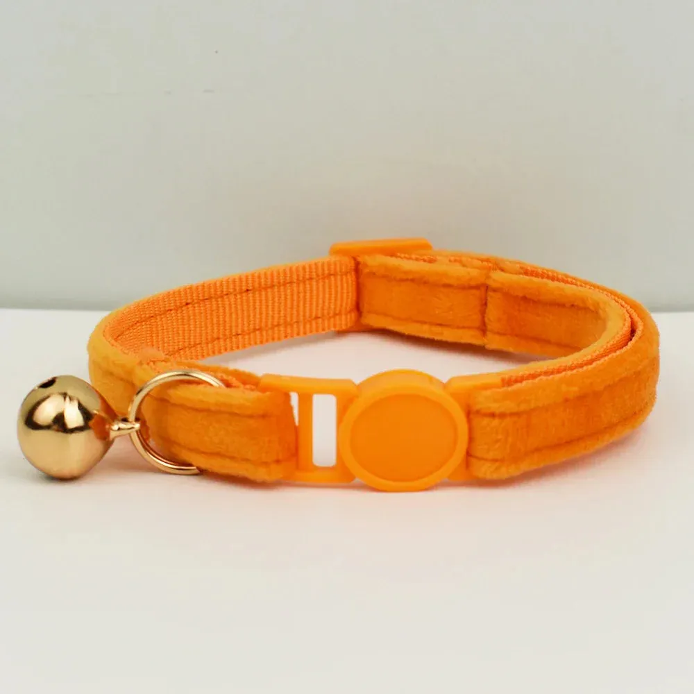 Velvet Cat Collar with Adjustable Safety and Bell