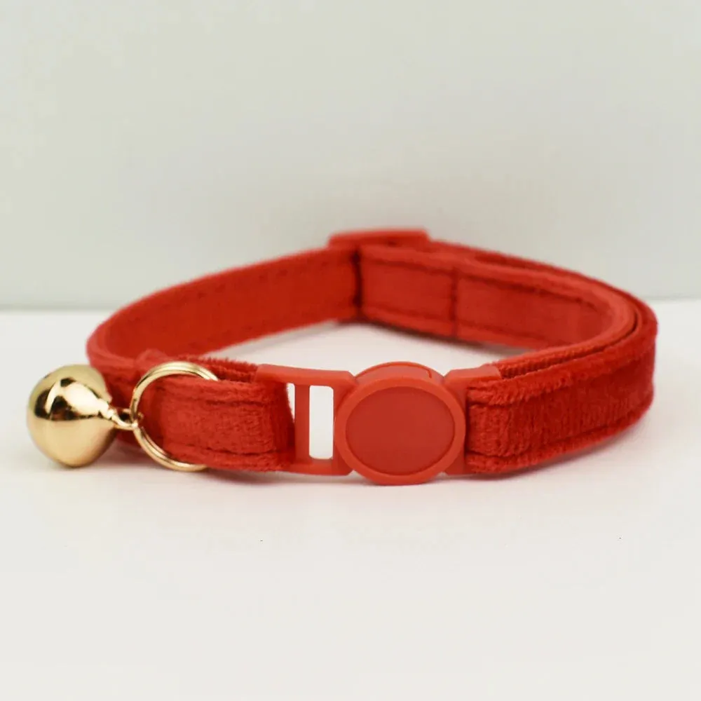 Velvet Cat Collar with Adjustable Safety and Bell